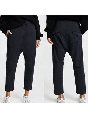 Nili Lotan Paris Pant Drop Crotch Dark Navy Blue Cotton Women’s Size 2